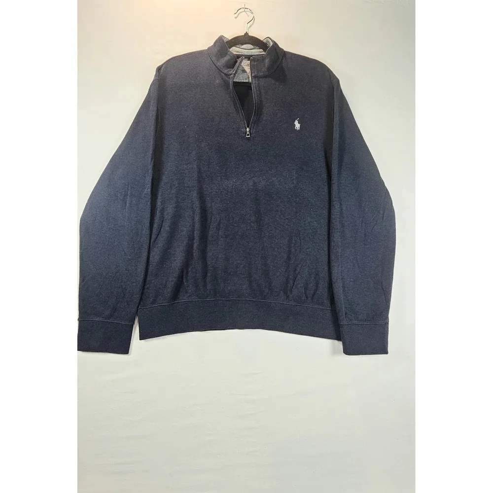 Polo Ralph Lauren Sweater Mens M Blue Pony 1/4 Quarter Zip Long Sleeve Preppy